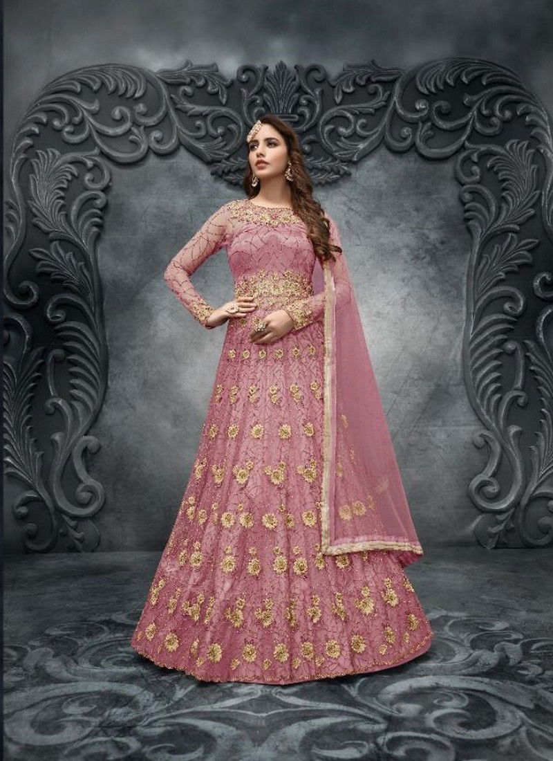 Pink Colour Latest Fancy Designer Festive Wear Soft Net Heavy Embroidery And Hand work Salwar Suit Collection 10053